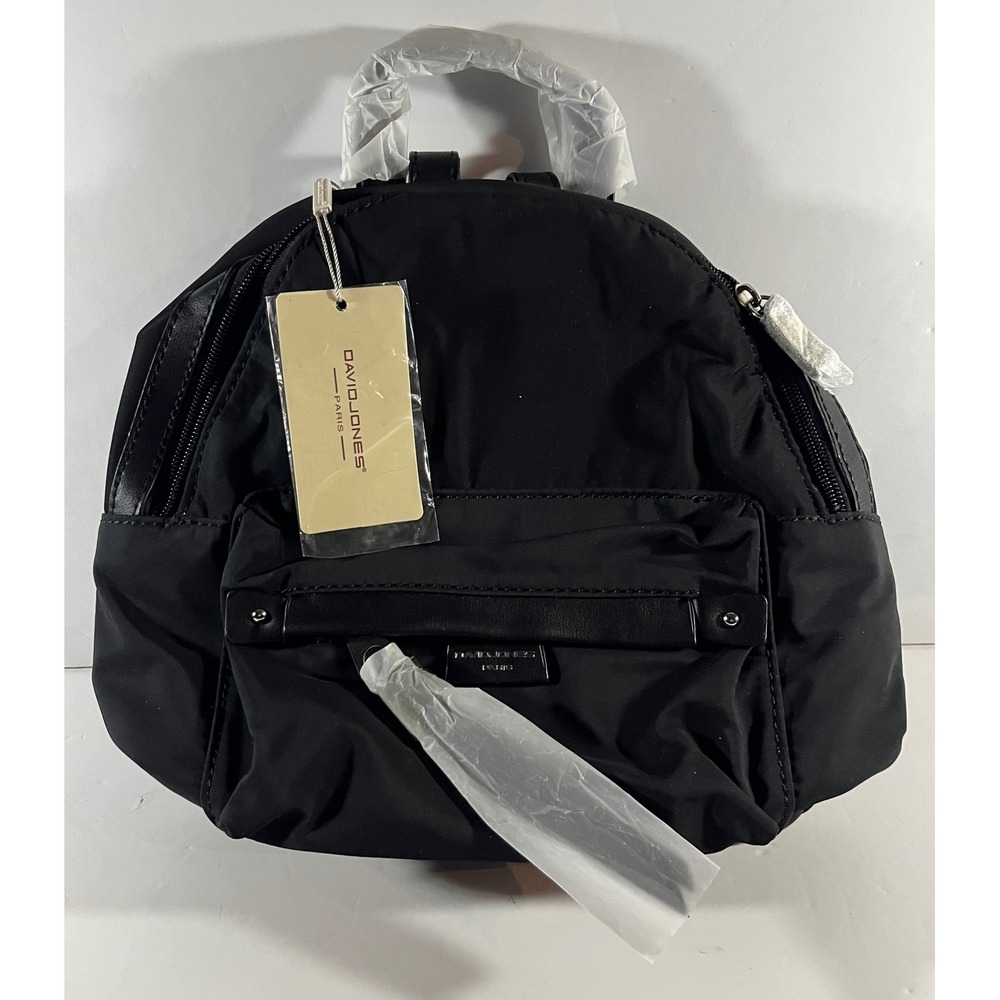 DAVID JONES PARIS Black Nylon Mini Backpack NWT โข Minimalist Tech Aesthetic